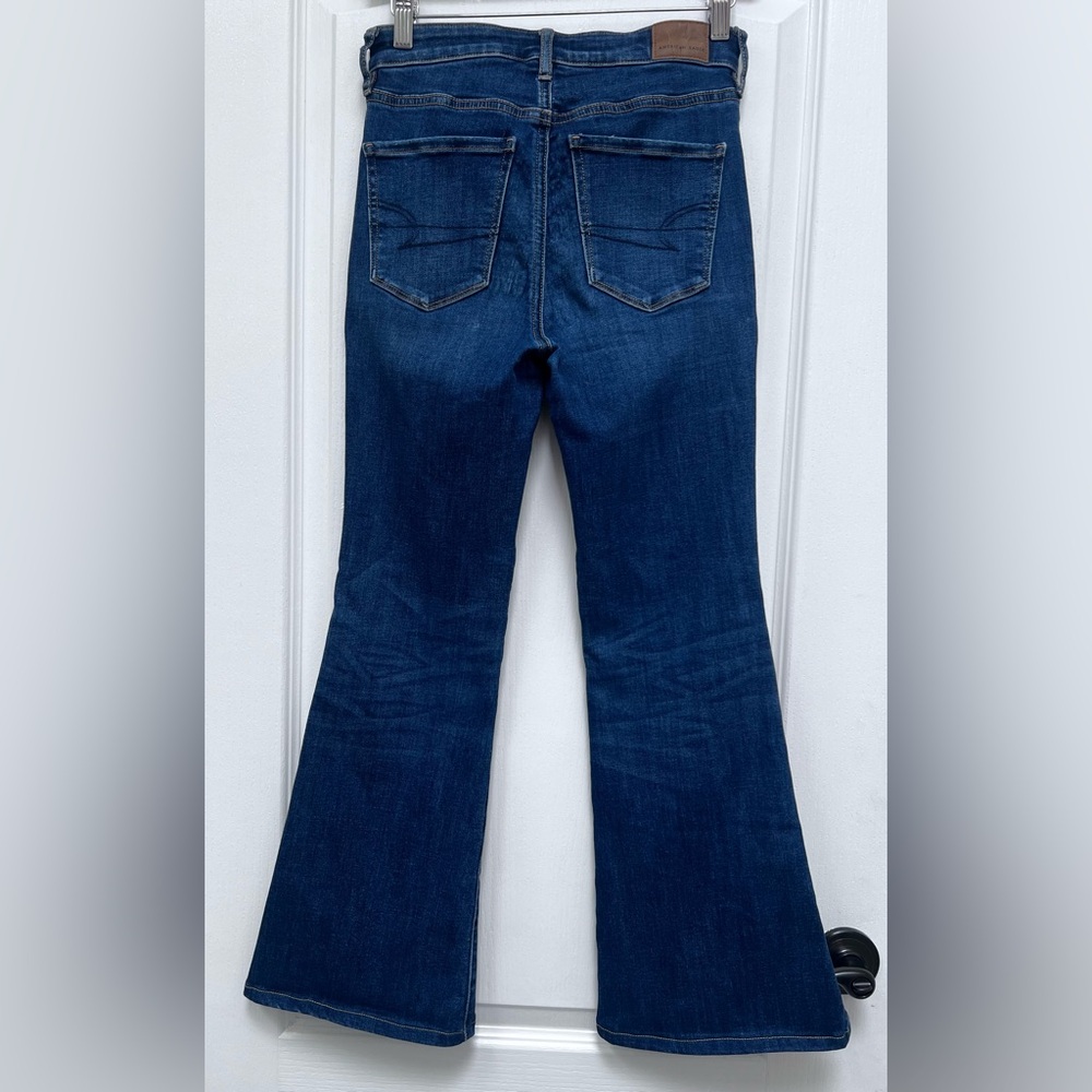 American Eagle Outfitters Next Level Stretch Women's Dark Blue Flared Jeans SZ 2 - Picture 7 of 14